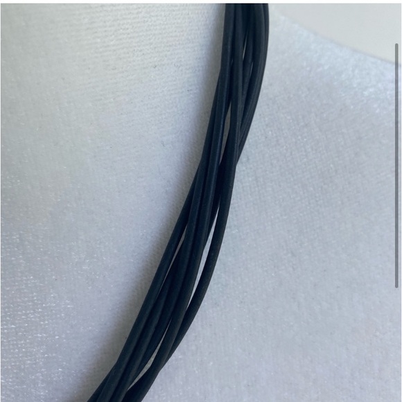 Silver and black cord western bohemian textured statement necklace - Picture 3 of 4